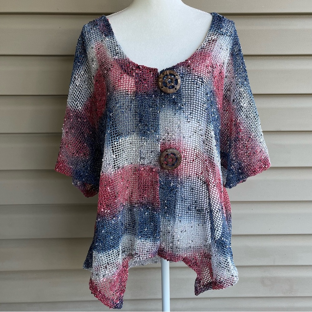 •Frazzle• Open Knit Asymmetrical Hem Cardigan - Size XXL